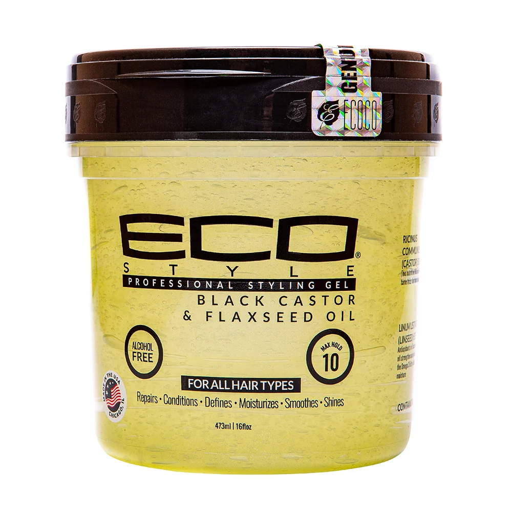 Trendy Eco Style Black Castor Flaxseed Oil styling Gel 16 Oz Powerful