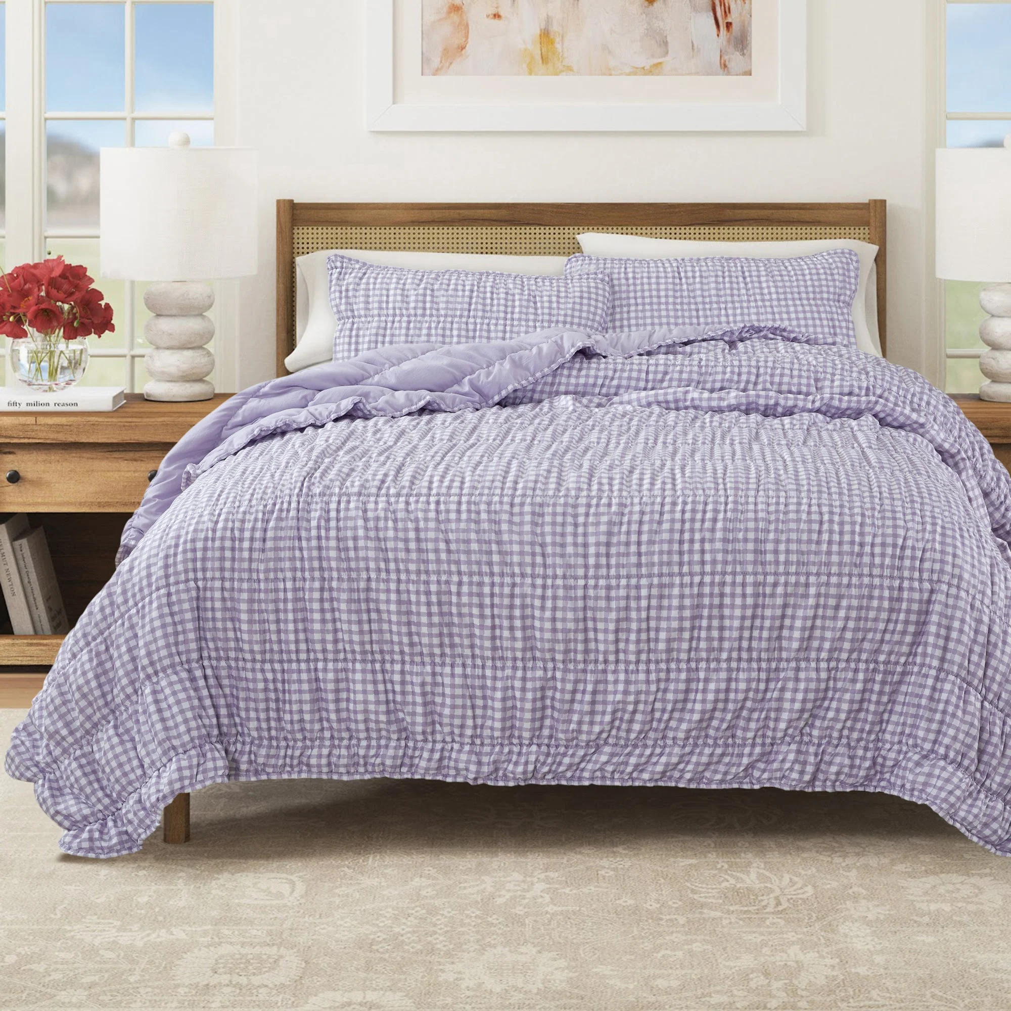 Premium Material Gingham Printed Quilt Set - Gingham Collection Trendy