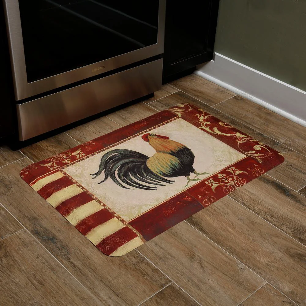 Premium Material Rooster Antifatigue Kitchen Mats Detailed