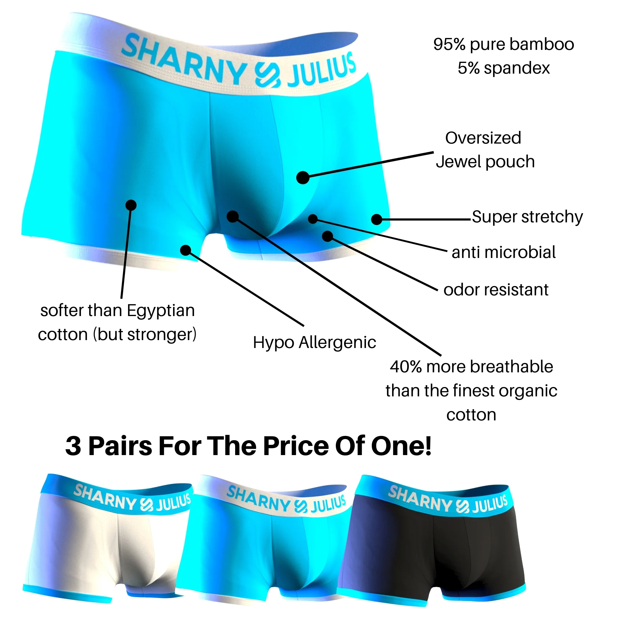 Certified SoftWear™ Hubby Huggers Mens Underwear 3 Pack Natural