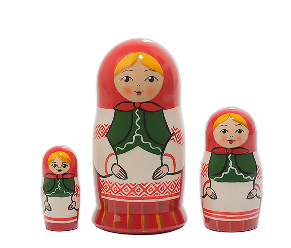 Artisan Matryoshka Nesting Dolls Belorussian Nadia 3pc Sophisticated