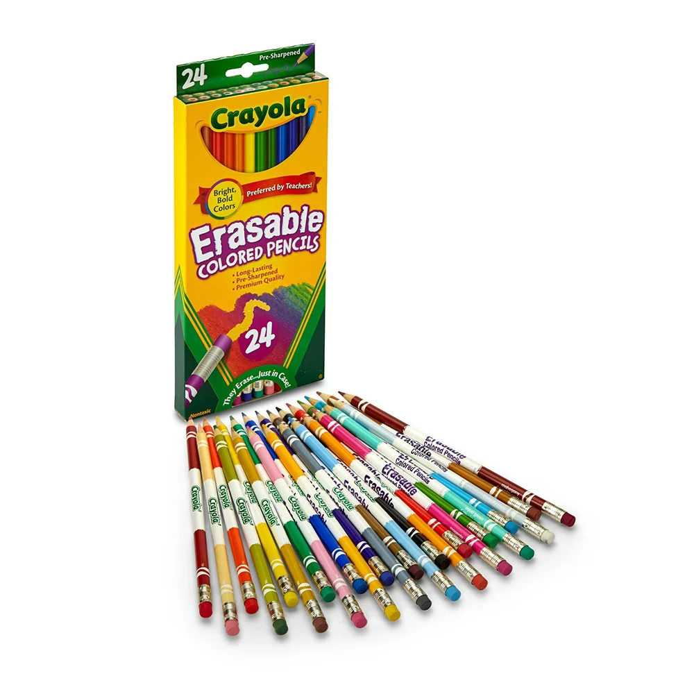 Powerful Crayola Erasable Colored Pencils Bright Bold Assorted Colors 24 Ea High-Quality