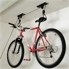 Contemporary Overhead Garage Hanging Bike Storage Storing Ceiling Roof Mount Rope Lift Rack Modern