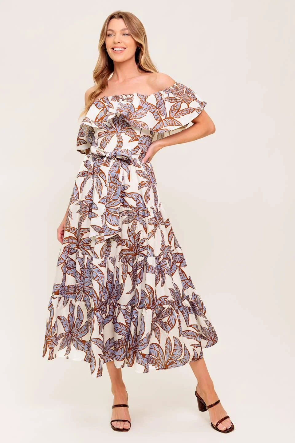 Breathable Lily Garden Lavender Woven Midi Dress Official