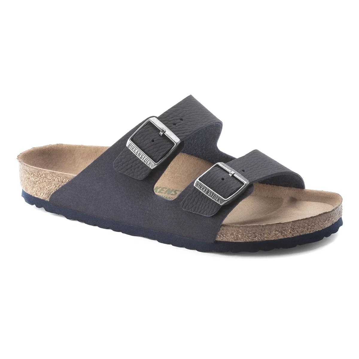 Classic Birkenstock Arizona Vegan Synthetics Desert Dust Indigo Blue Sandals Excellent