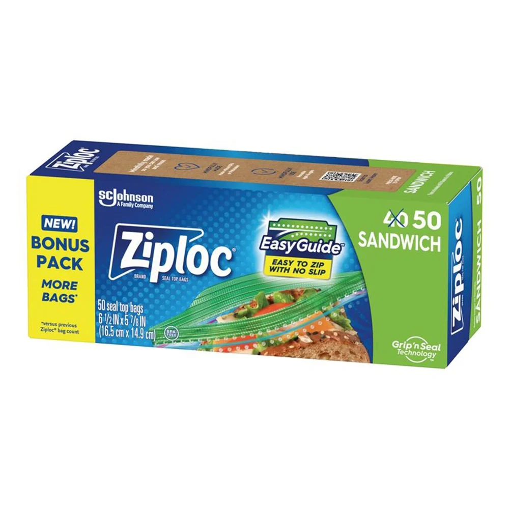 Contemporary Ziploc Sandwich Bags Reusable Airtight Storage for Snacks and Lunches 50Ea Exclusive