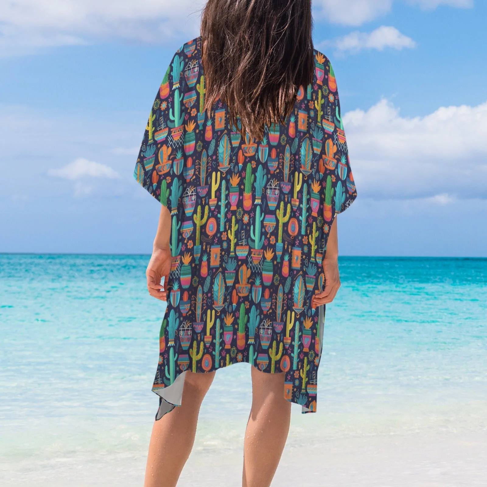 Exceptional Baha Ranch Crazy Cactus Lady Duster Kimono Coverup High-Performance