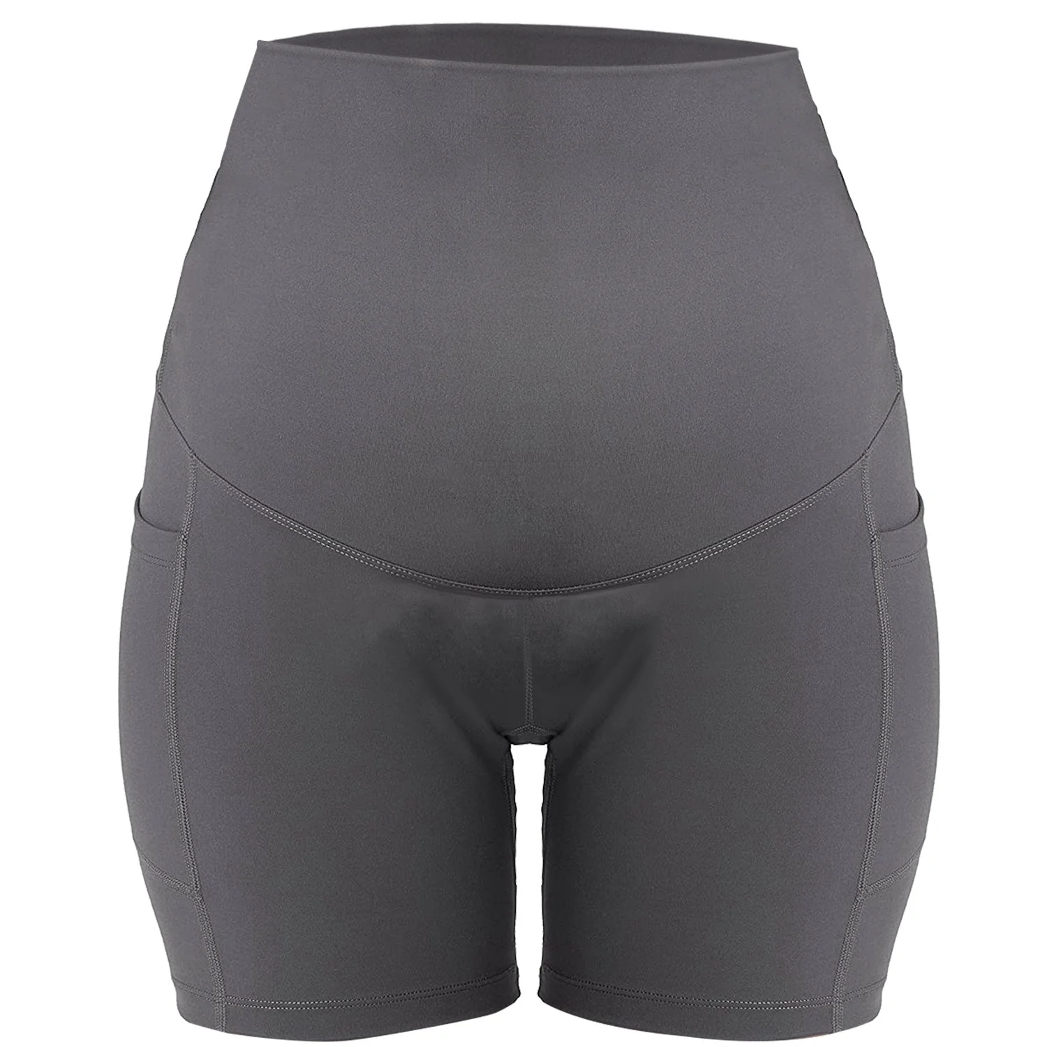 Healthy Women Maternity Shorts Seamless Pregnancy Underwear Shapewear Fitness Yoga Running Shorts High Waist Over The Belly Pants with Two Side Pockets Carefully Designed