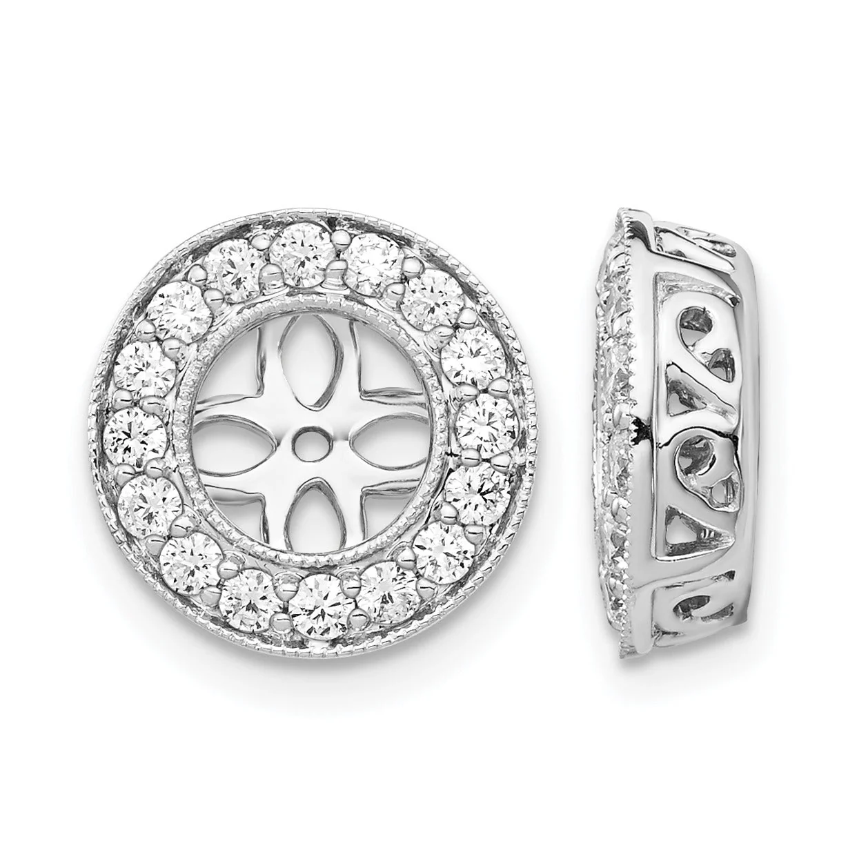 Original 14K White Gold Lab Grown Diamond Studs Earring Jackets Authentic