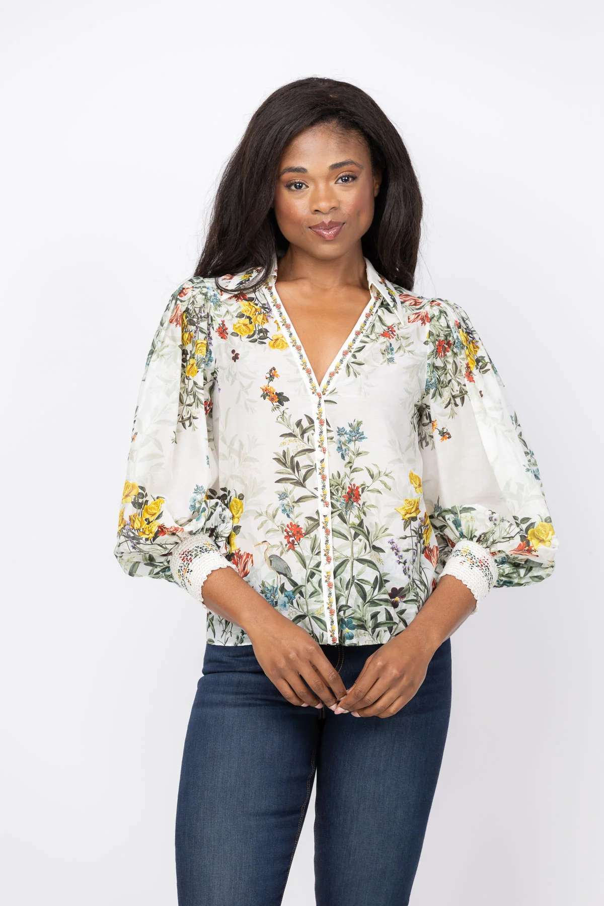 Top-Quality Alice Olivia Charis Blouse in Desert Sprigs Vanilla Traditional