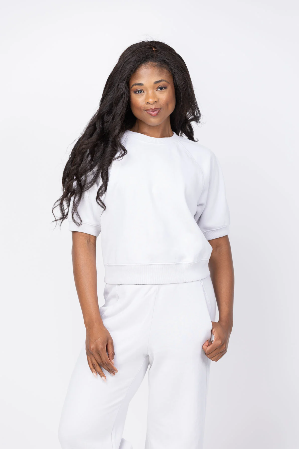 High-Grade Velvet by Graham Spencer Bonnie Top in Feather Grey Pure