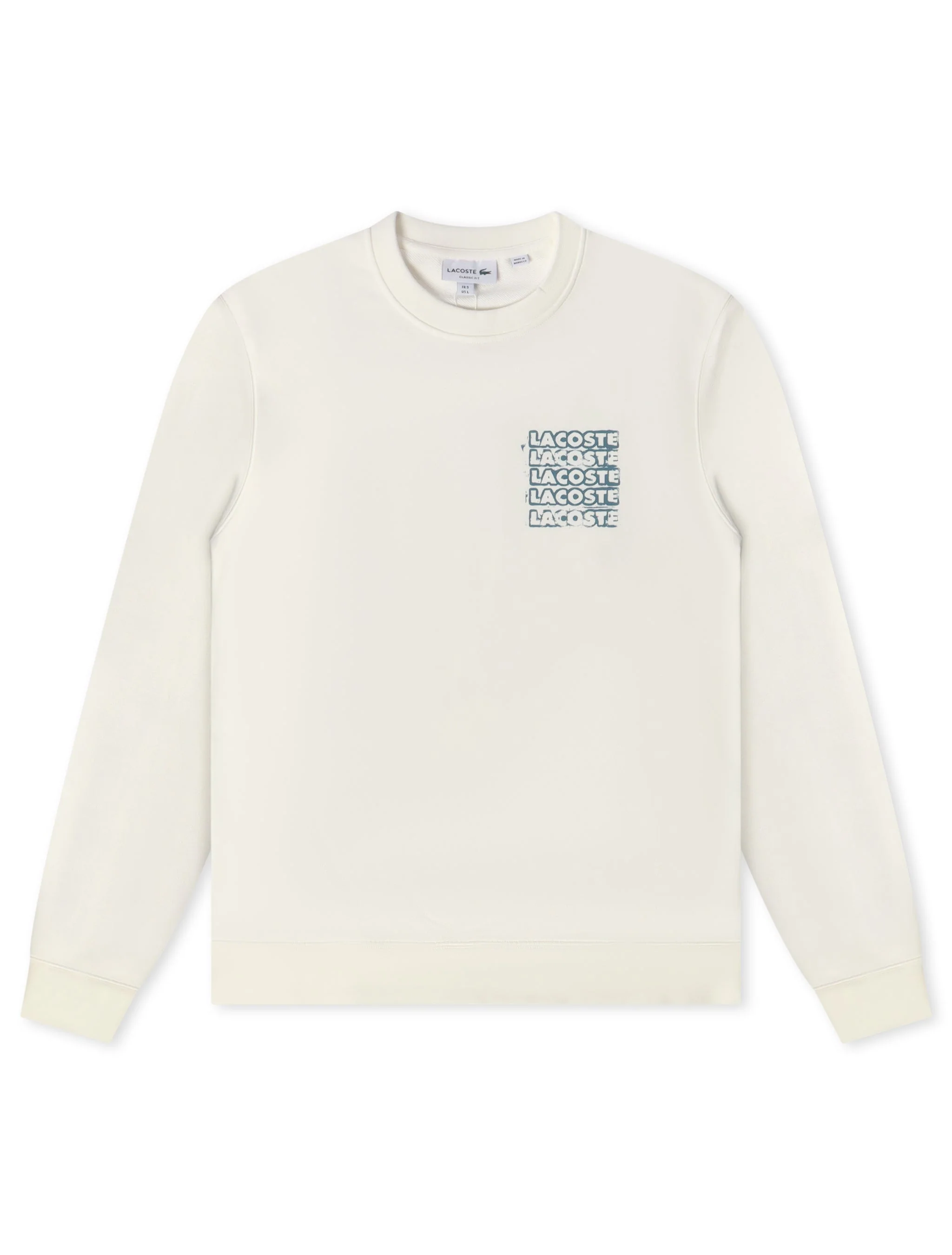 Sustainable Lacoste Graphic Print Fleece Sweatshirt - Cream Expertly Made