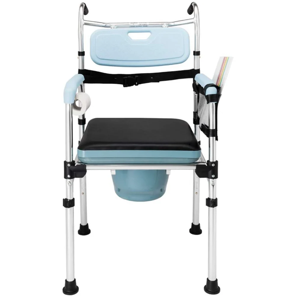 Comfortable Heavy Duty Rolling Bedside Shower Commode Toilet Chair With Wheels Lightweight