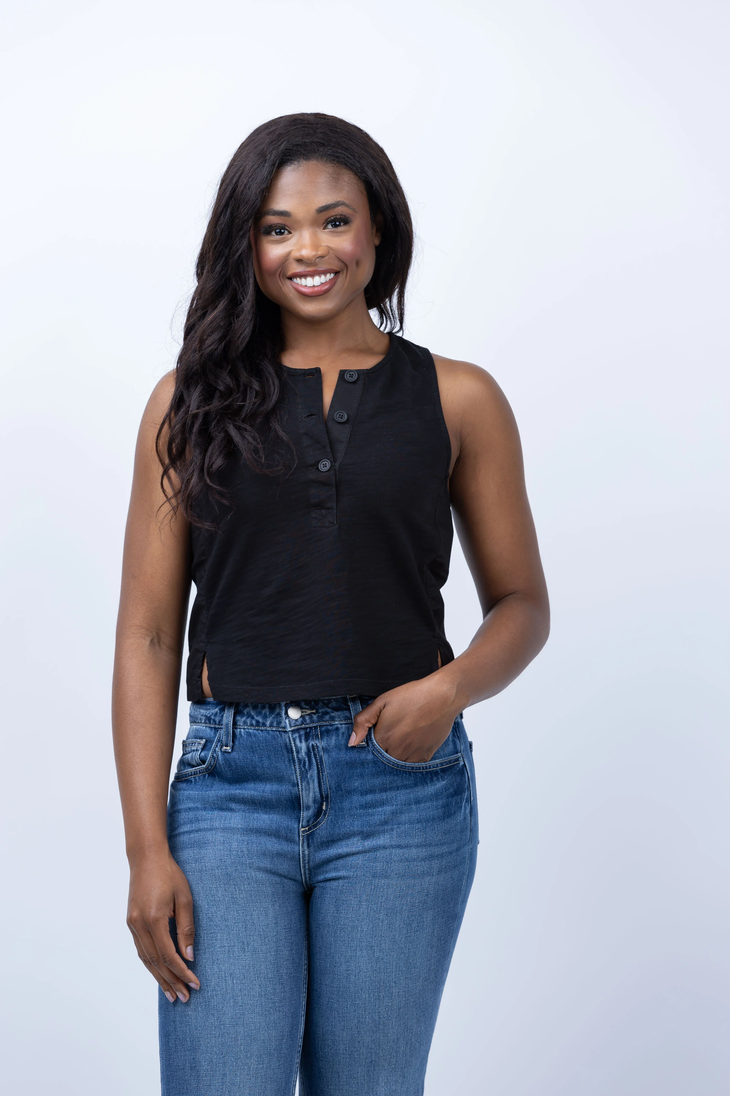 Functional NATION LTD Bree Tank in Jet Black Practical