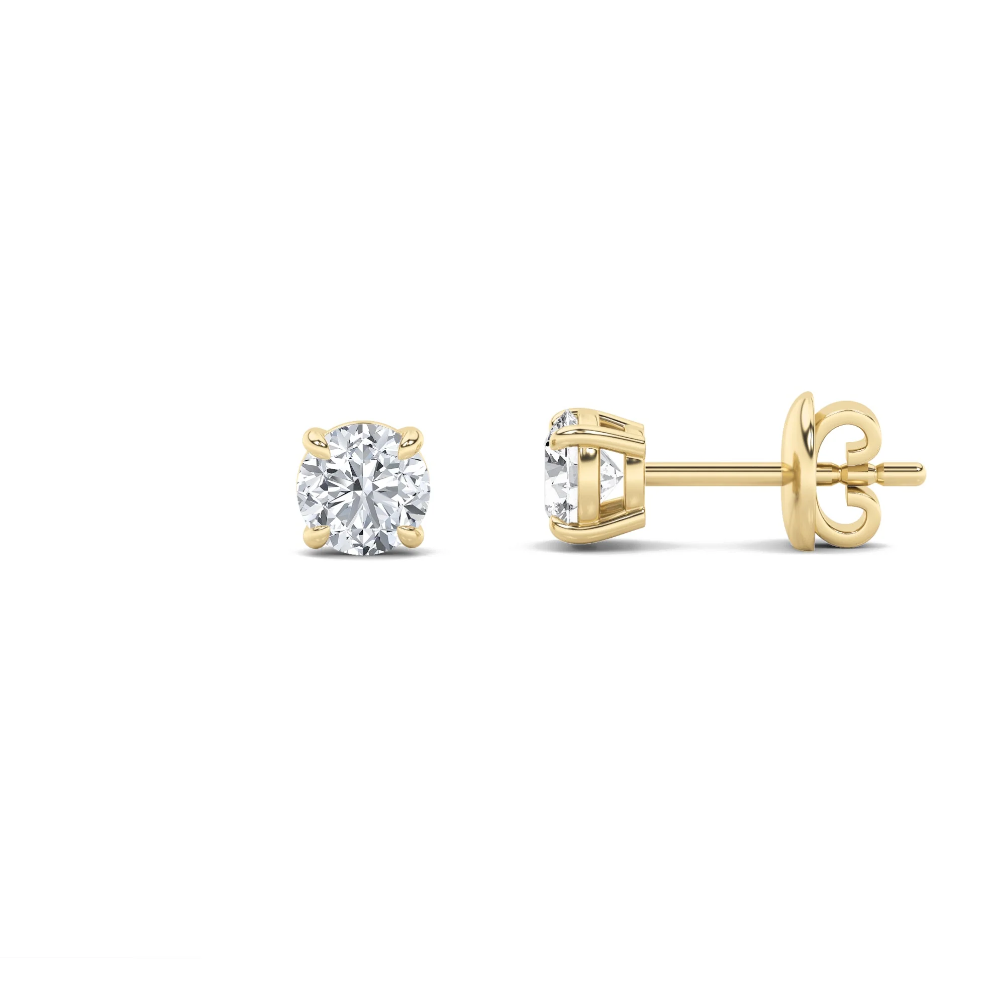 Advanced Round Shaped Lab Grown Diamond Classic Basket Set Stud Earrings in 14K Gold Next-Generation