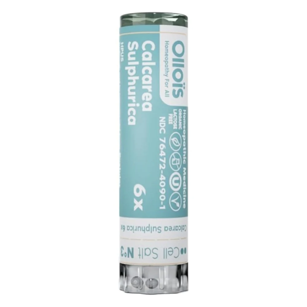 Soft Ollois Organic Calcarea Sulphurica 6X Temporary Relief from Pustular Acne Itchy Skin and Joint Health 80 Pellets 1Ea Elite