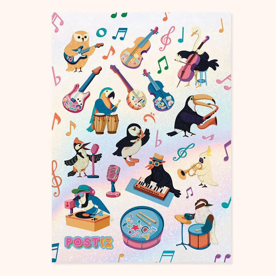 Soft Band of Birds Glossy Stickers Refined