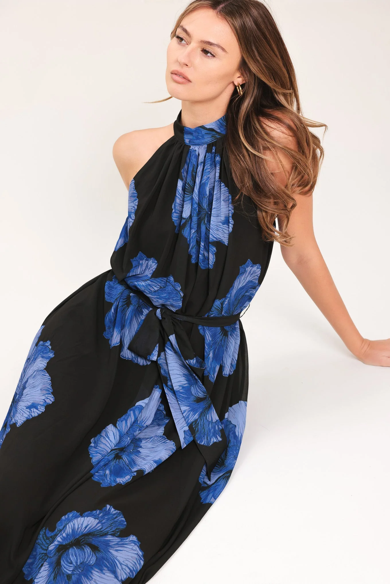 Effective Evening Orchard Woven Halter Maxi Dress Refined