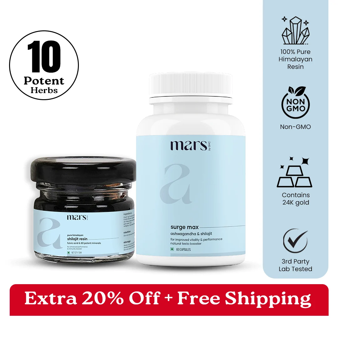 Classic Performance Combo Powered by Pure Himalayan Shilajit Resin Natural Ashwagandha Capsules Professional
