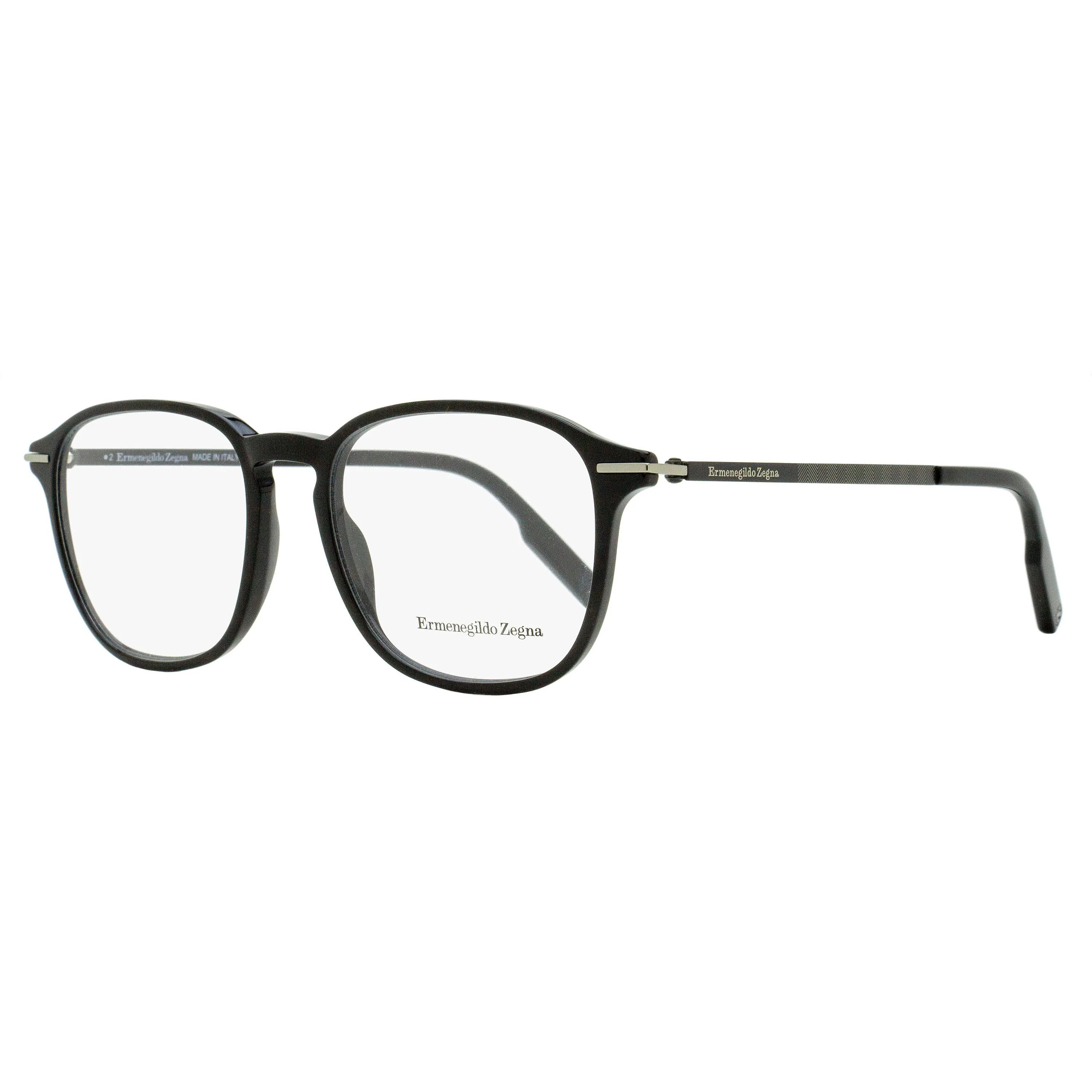 Superior Zegna Soft Square Eyeglasses EZ5229 001 Black 52mm Detailed
