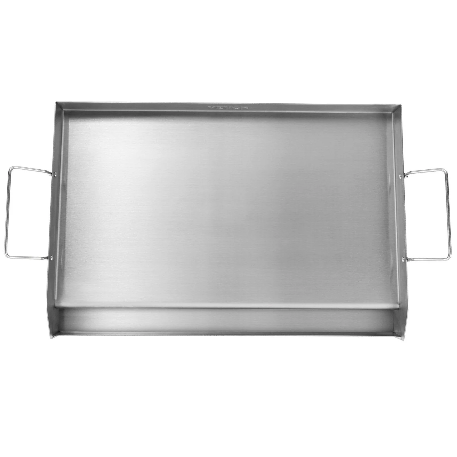 Exclusive VEVOR Stove Top Griddle 23.5 x16 Pre-Seasoned Stainless Steel Griddle Rectangular Double Burner Griddle Pan Non-Stick Family Pan Cookware with Handles and Oil Groove for BBQ Gas Grills Silver - Silver First-Class