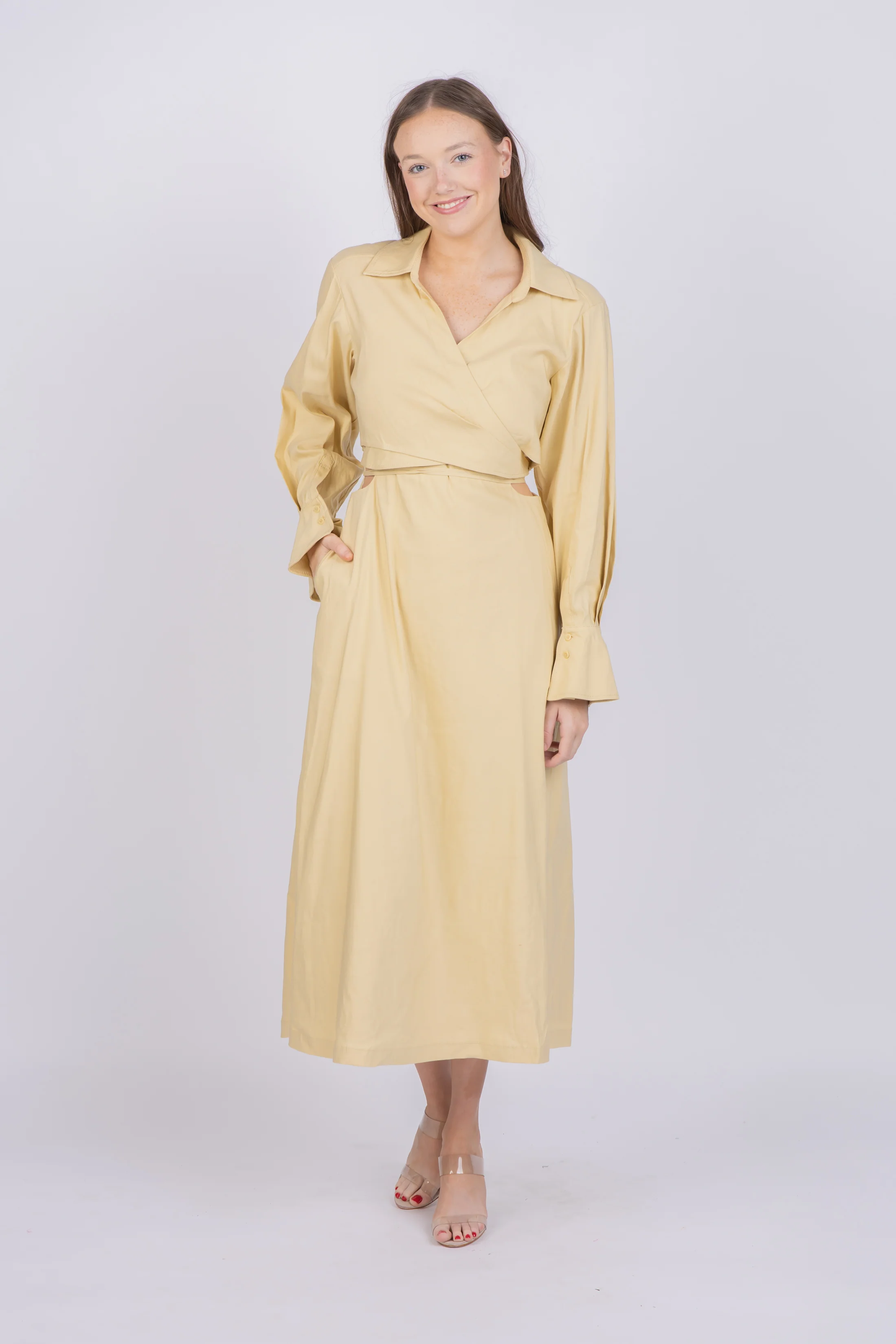 Breathable Simkhai Giulia Dress in Wheat Elite