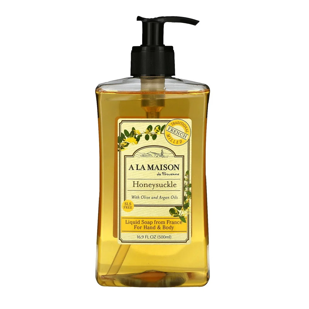 Healthy A La Maison Traditional French Milled Liquid Soap For Hands And Body Honeysuckle 16.9Oz 500ml Expertly Made