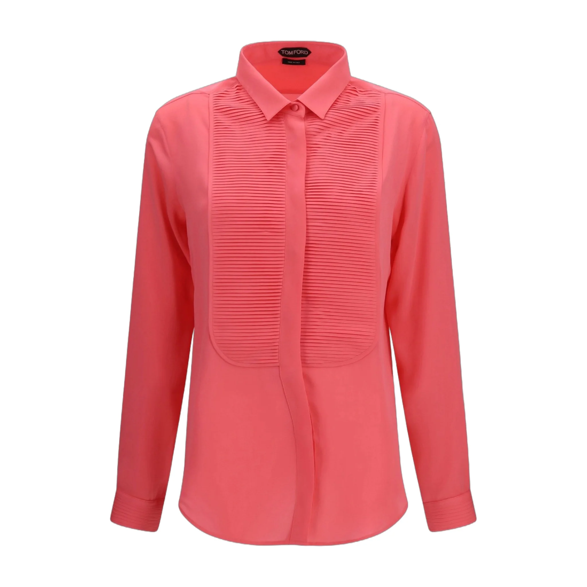 Breathable Tuxedo Shirt Pleated Bib Silk Bright Fuchsia Certified