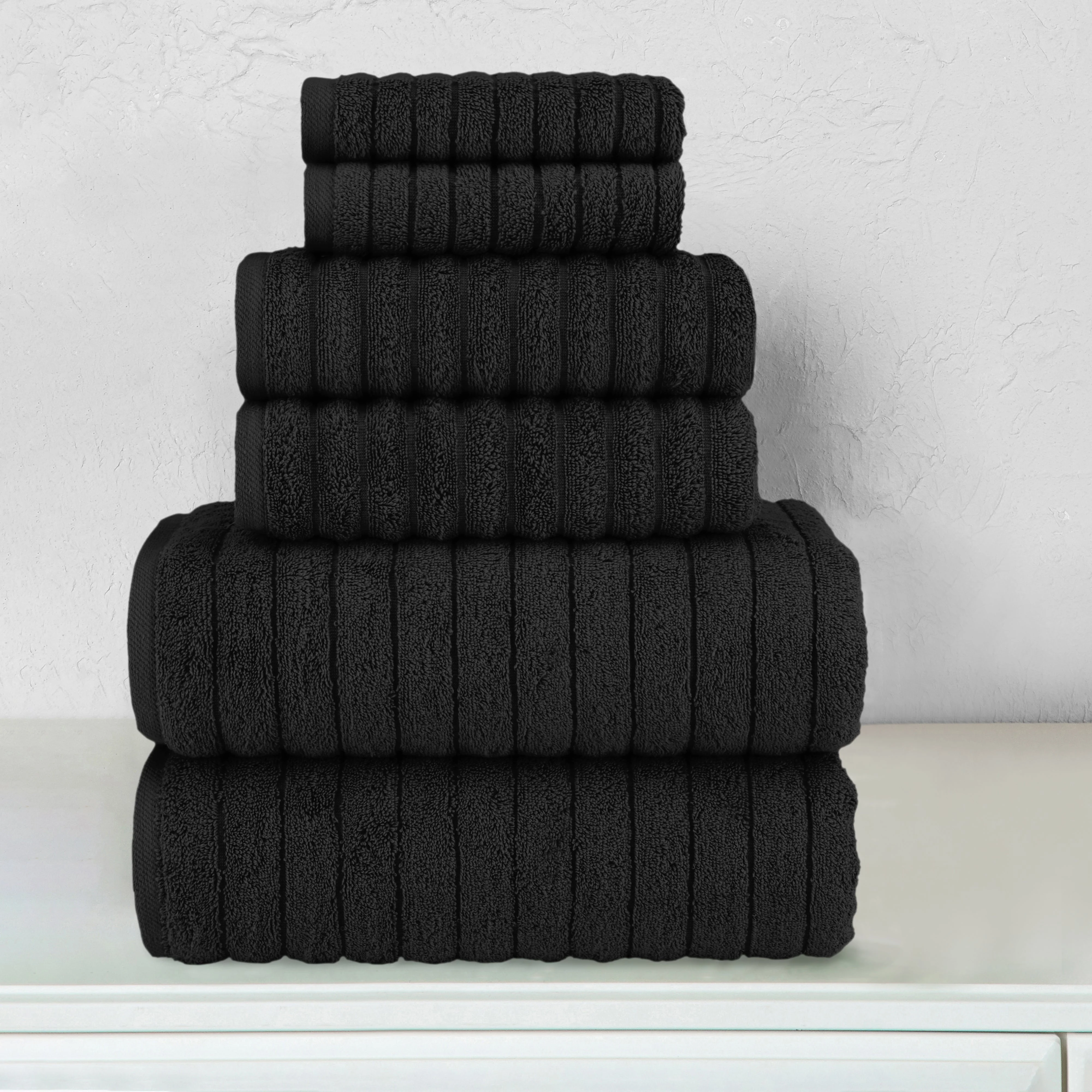 Crafted Elegant Comfort 6-Piece Turkish Cotton Corduroy Towel Set 2 Washcloths 2 Hand Towels and 2 Bath Towels Proven