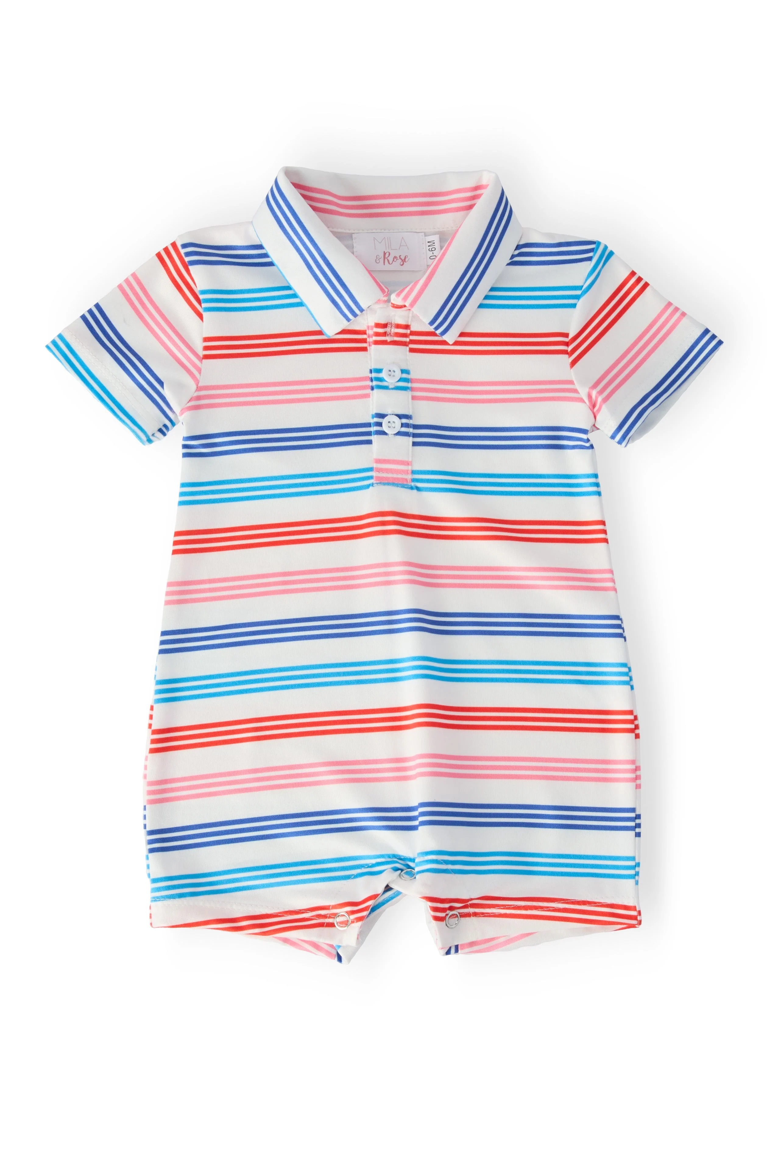 Casual Red White Stripe Polo Shorty One-Piece High-Performance