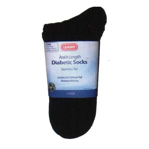 Trendy Leader Diabetic Ankle Socks Black Medium 1 Pair Authentic