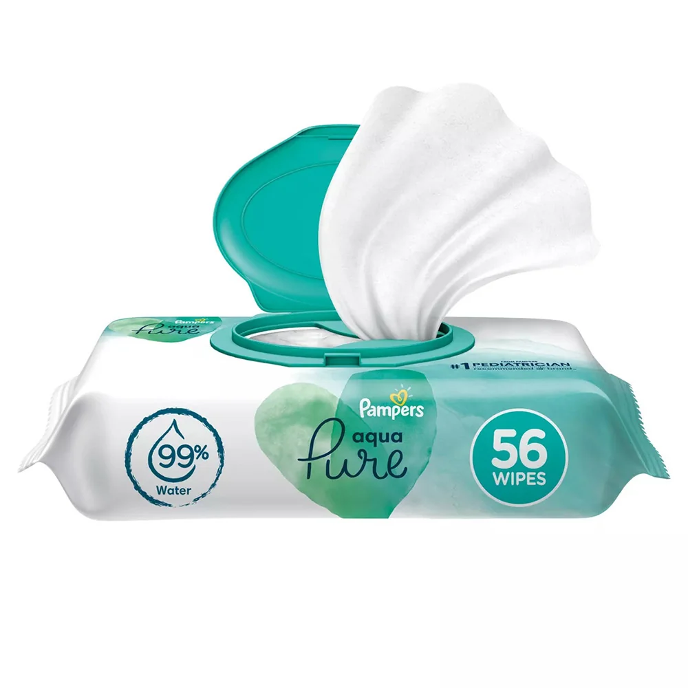 Green Pampers Aqua Pure Sensitive Baby Wipes 56Ea Pack of 6 Casual