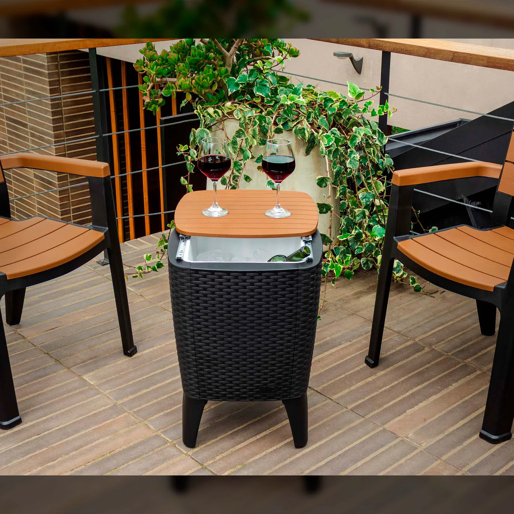 Flexible Cooler Table in Espresso Teak Brown Consistent