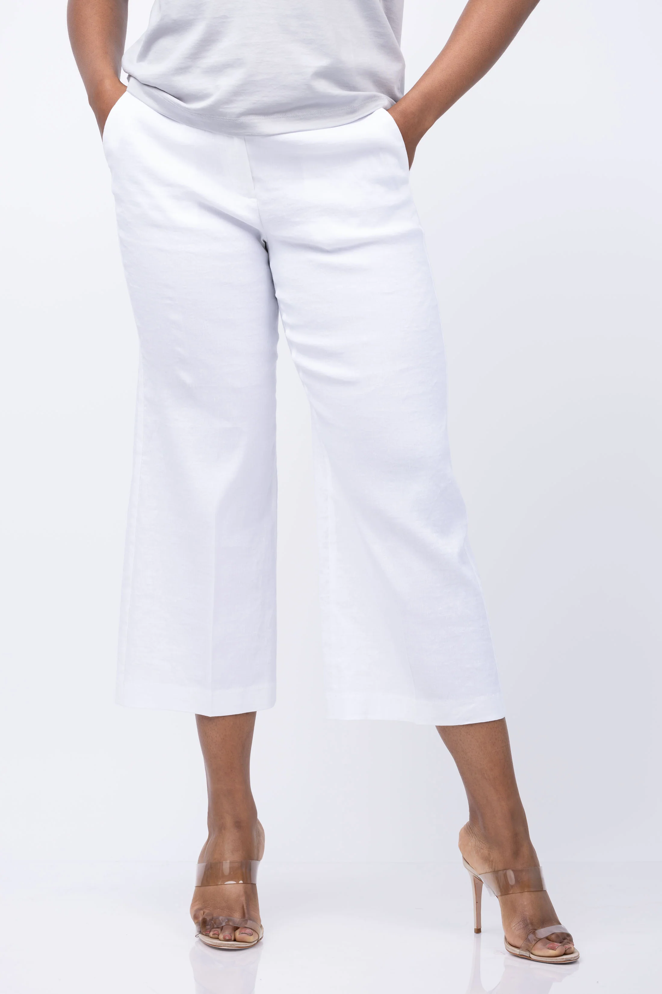 Certified Theory Wide Leg Pants in White Luxury