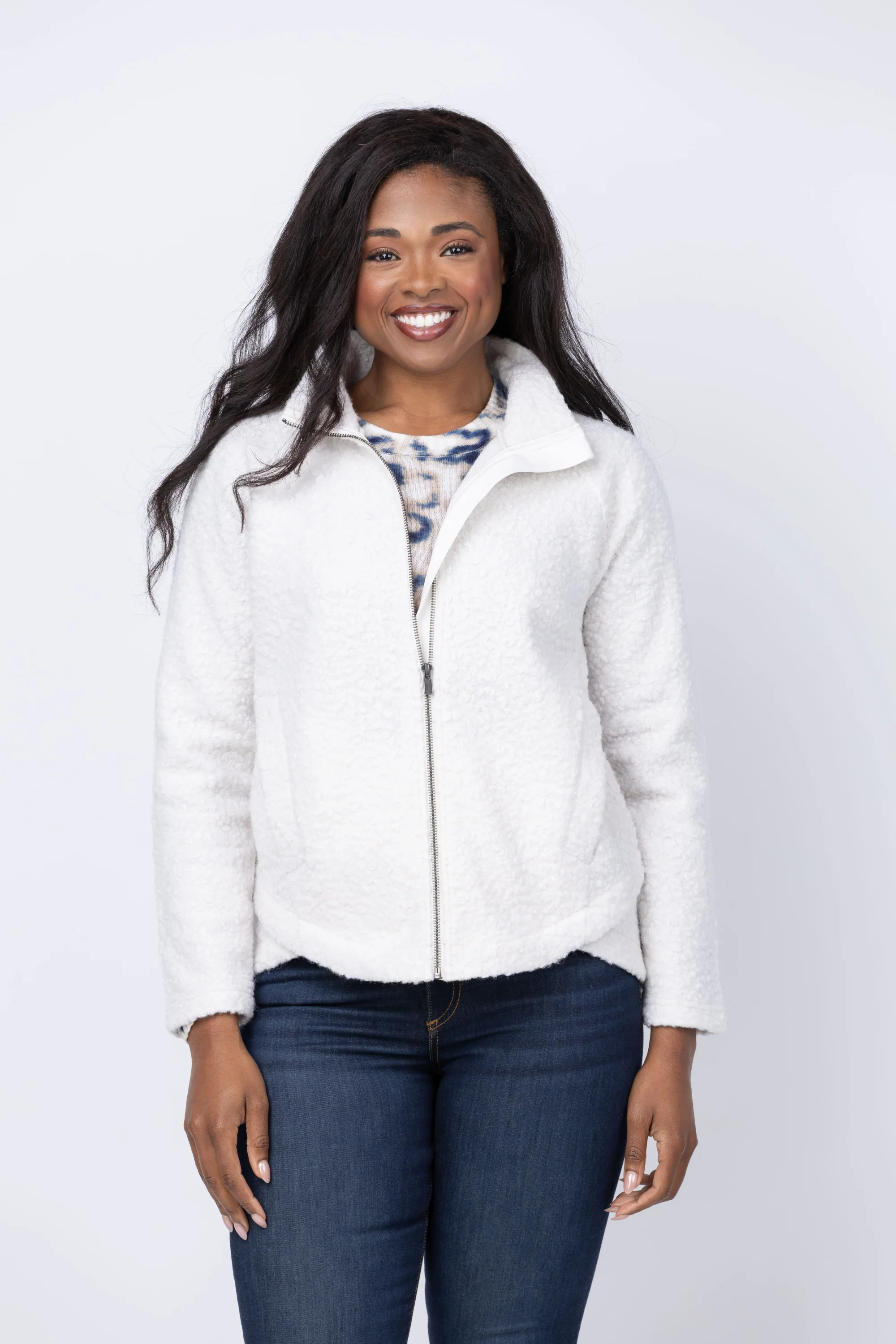 World-Class NIC ZOE Curly Boucle Jacket in Classic Cream Safe