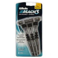 Secure Gillette Mach3 Disposable Jetable Shave Razors Sensitive Sensible - 3 Ea Trendy