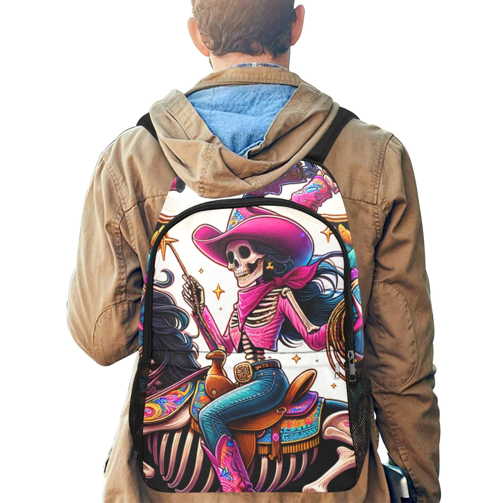 Professional Skeleton Cowgirl Backpack Detailed