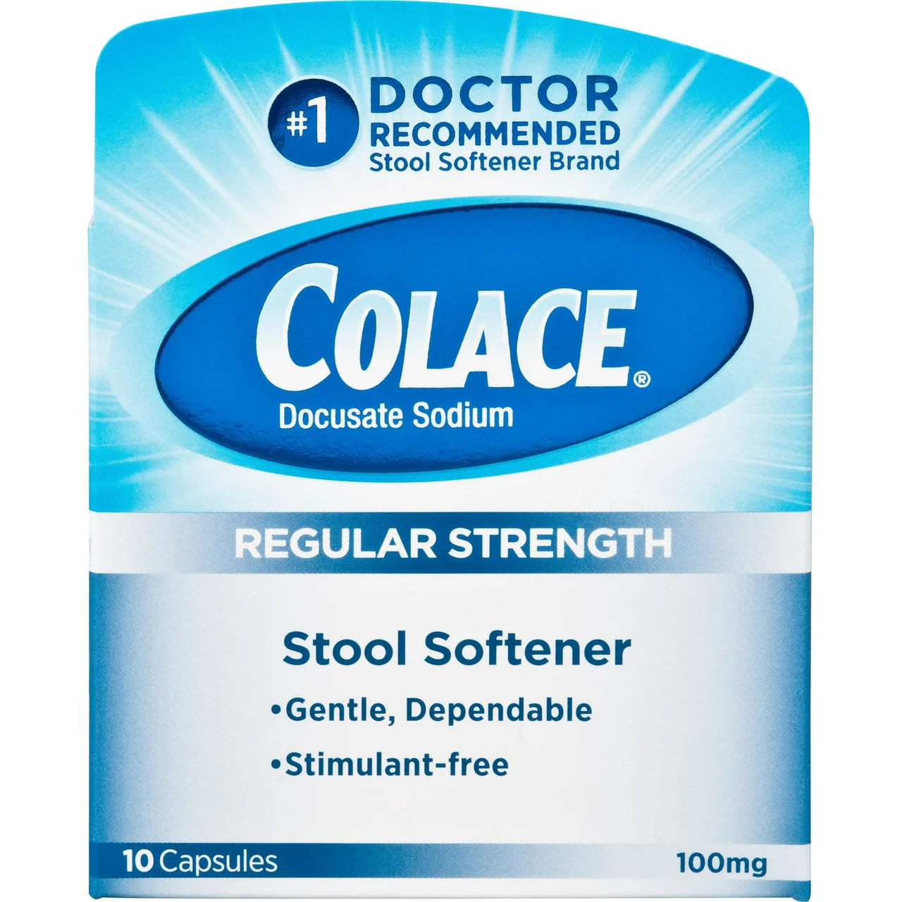 Easy-to-Use Colace Docusate Sodium 100 Mg Stool Softener Regular Strength Capsules 10 Ea Optimized