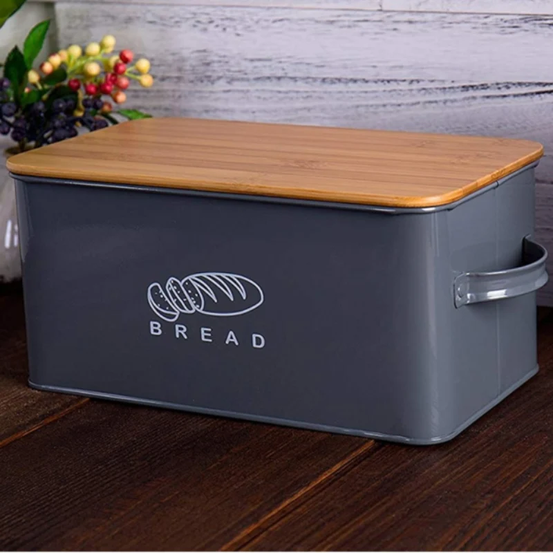 High-End Premium Large Black Metal Bread Holder Storage Box Fine
