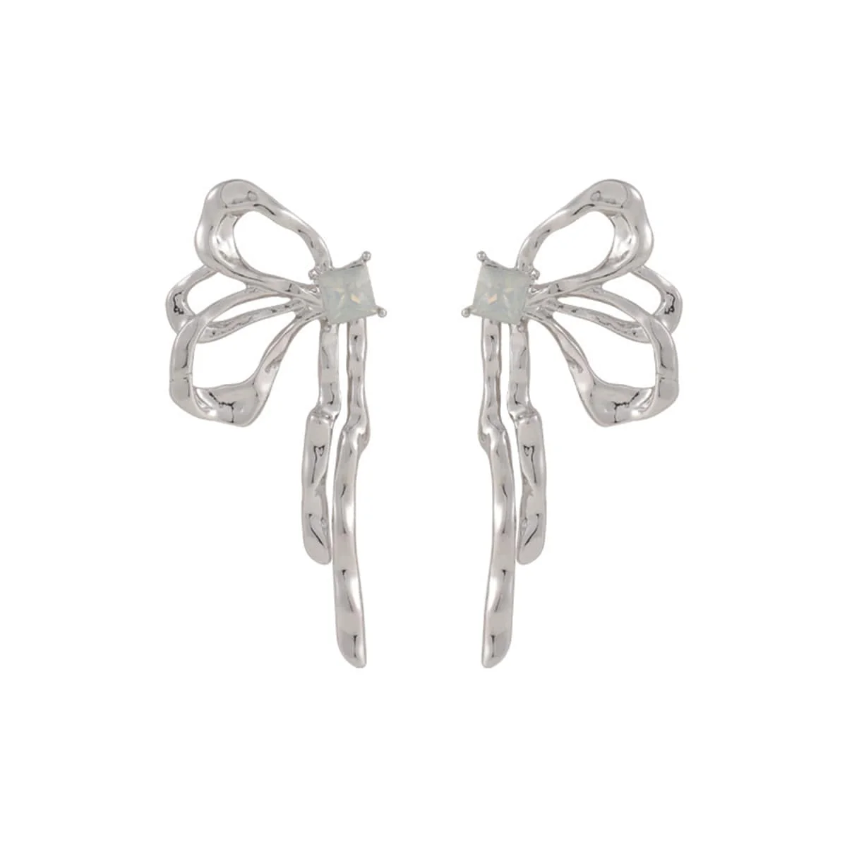 World-Class Cubic Zirconia Silvertone Butterfly Stud Earrings Top-Quality