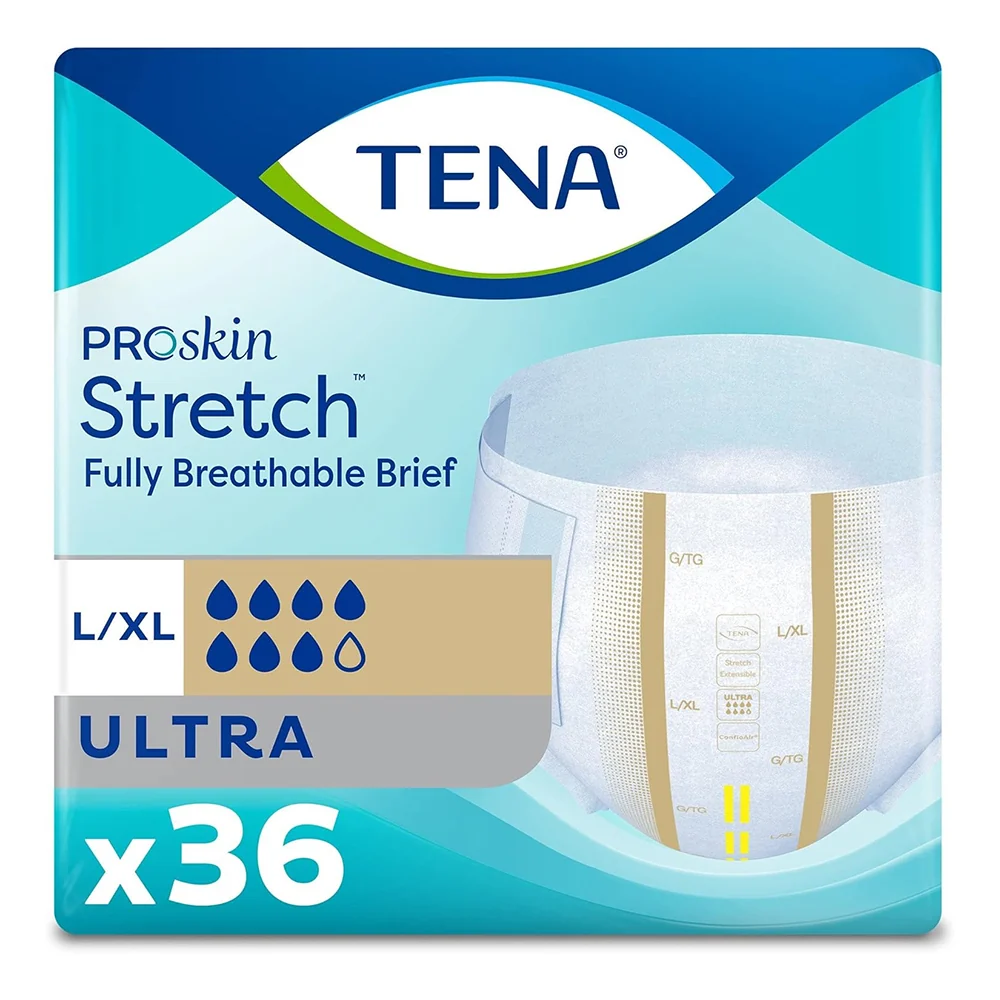 World-Class Tena Ultra Stretch Adult Briefs Heavy Absorbency Leakage protection Large XL 36Ea Secure