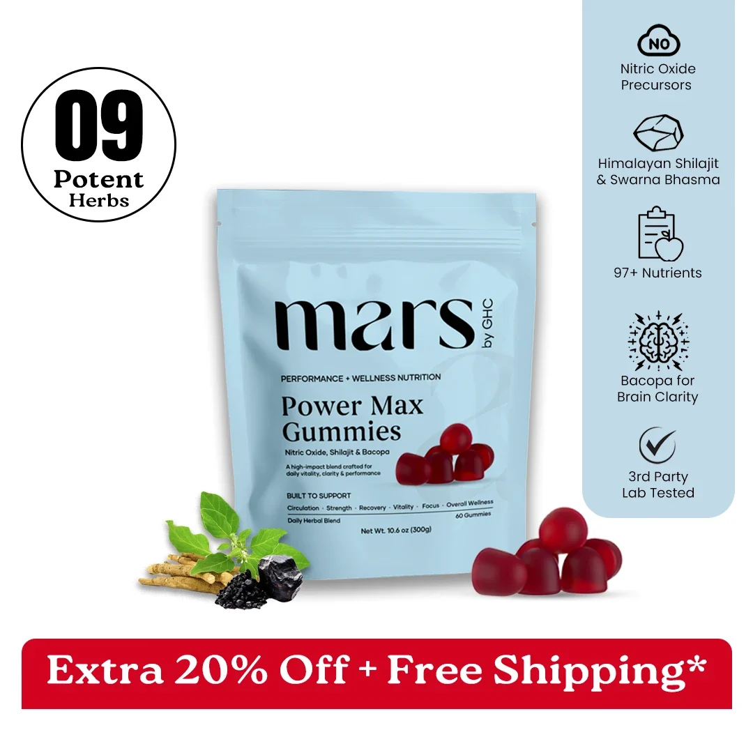 Certified Mars Power Max Gummies Powered by Nitric Oxide Shilajit Gold Bacopa Monnieri World-Class