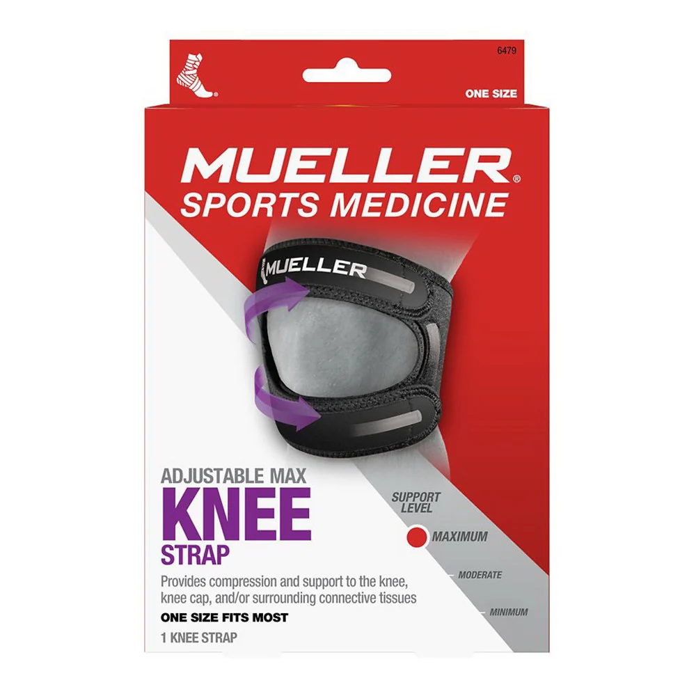 Comfortable Mueller Max Knee Stap Maximun Support Level Adjustable One Size Fits Left or Right 1 Ea User-Friendly