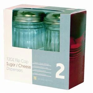 Excellent Twin Pack of 12 oz Glass Sugar Parmesan Cheese Flip Top Dispenser Server Shaker First-Class
