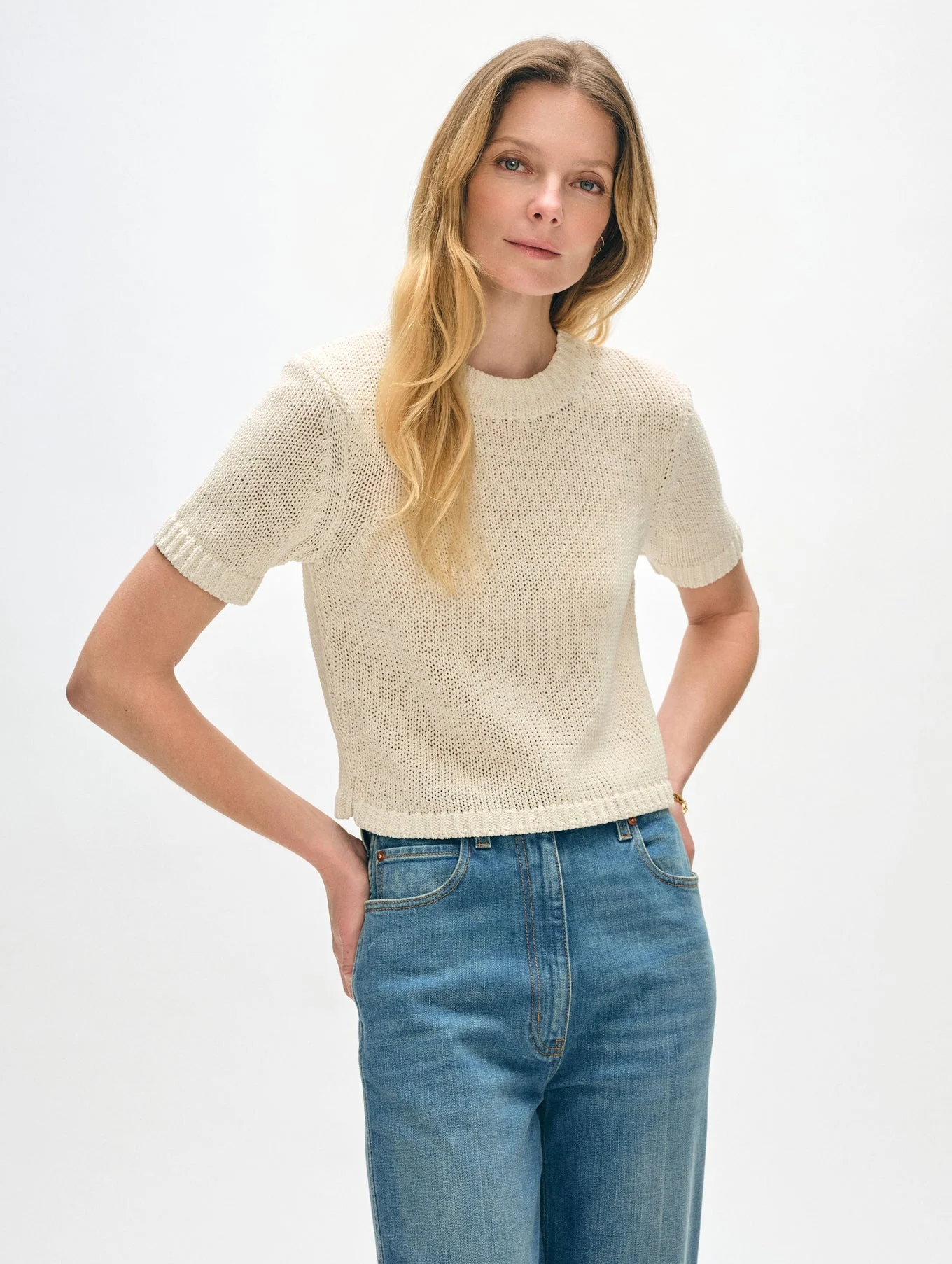 Genuine White Warren Organic Cotton Tape T-shirt in Ecru Exceptional