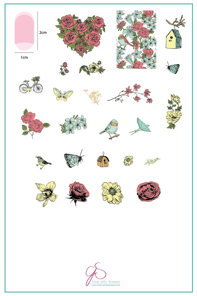 Exceptional Delicate Garden CjS-58 - Clear Jelly Stamping Plate Smooth