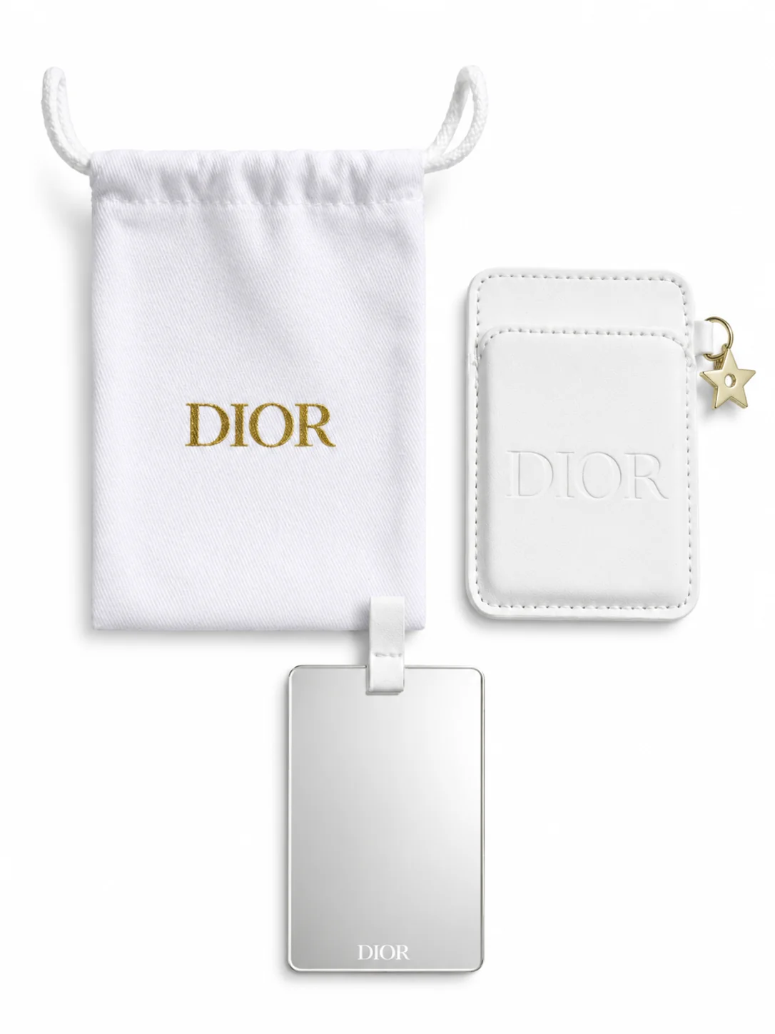Top-Quality CHRISTIAN DIOR PHONE ACCESORIES WHITE LEATHER WITH MIRROR Trendy