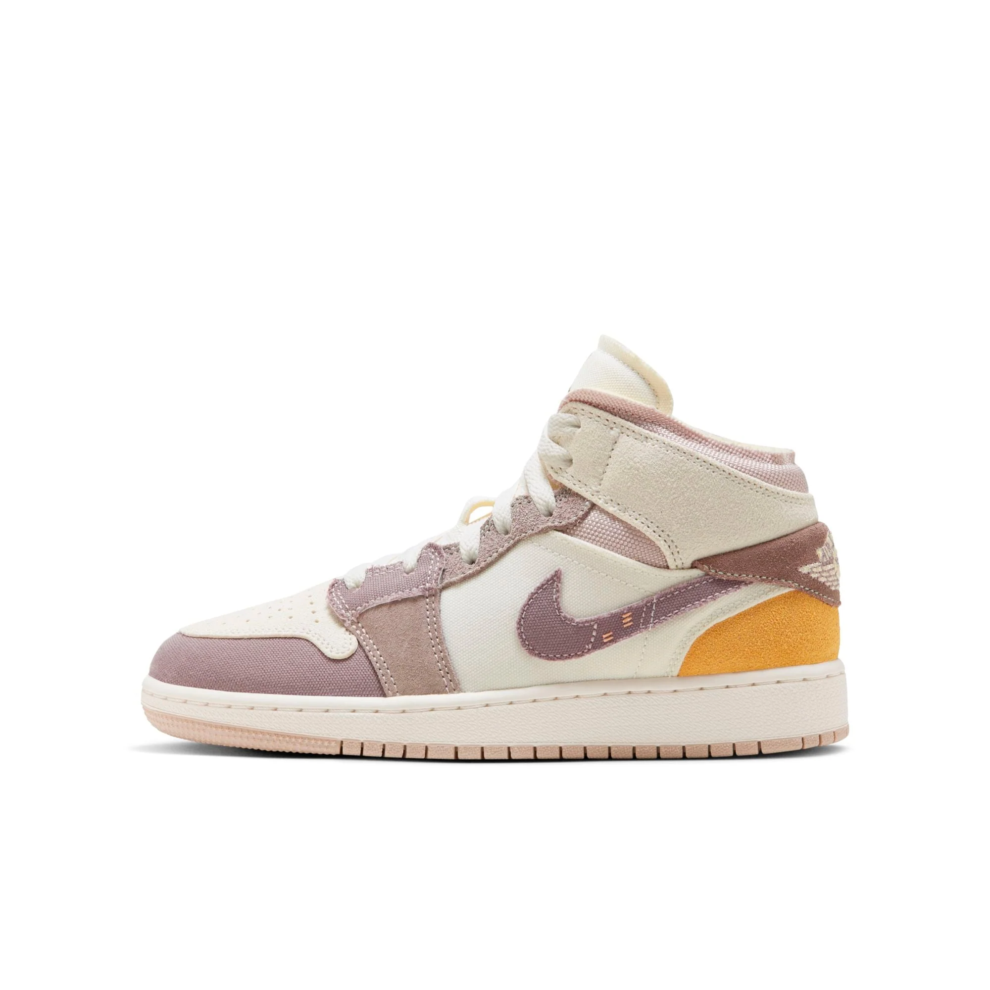 Authentic Air Jordan Grade School Retro 1 Mid Se Craft 'Taupe Haze' Gs Sneakers Original