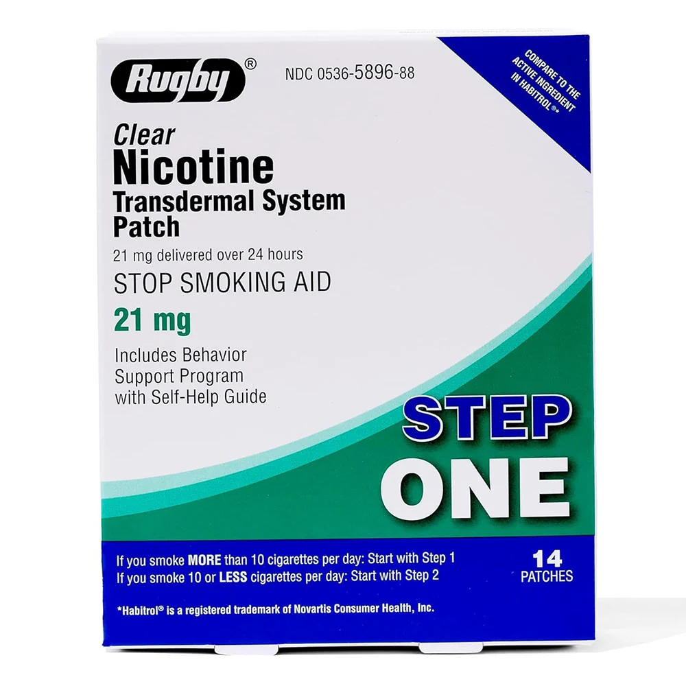 Specialty Rugby Step 1 Clear Nicotine Transdermal System 21 mg Stop Smoking Aid Patches 14 Ea Practical