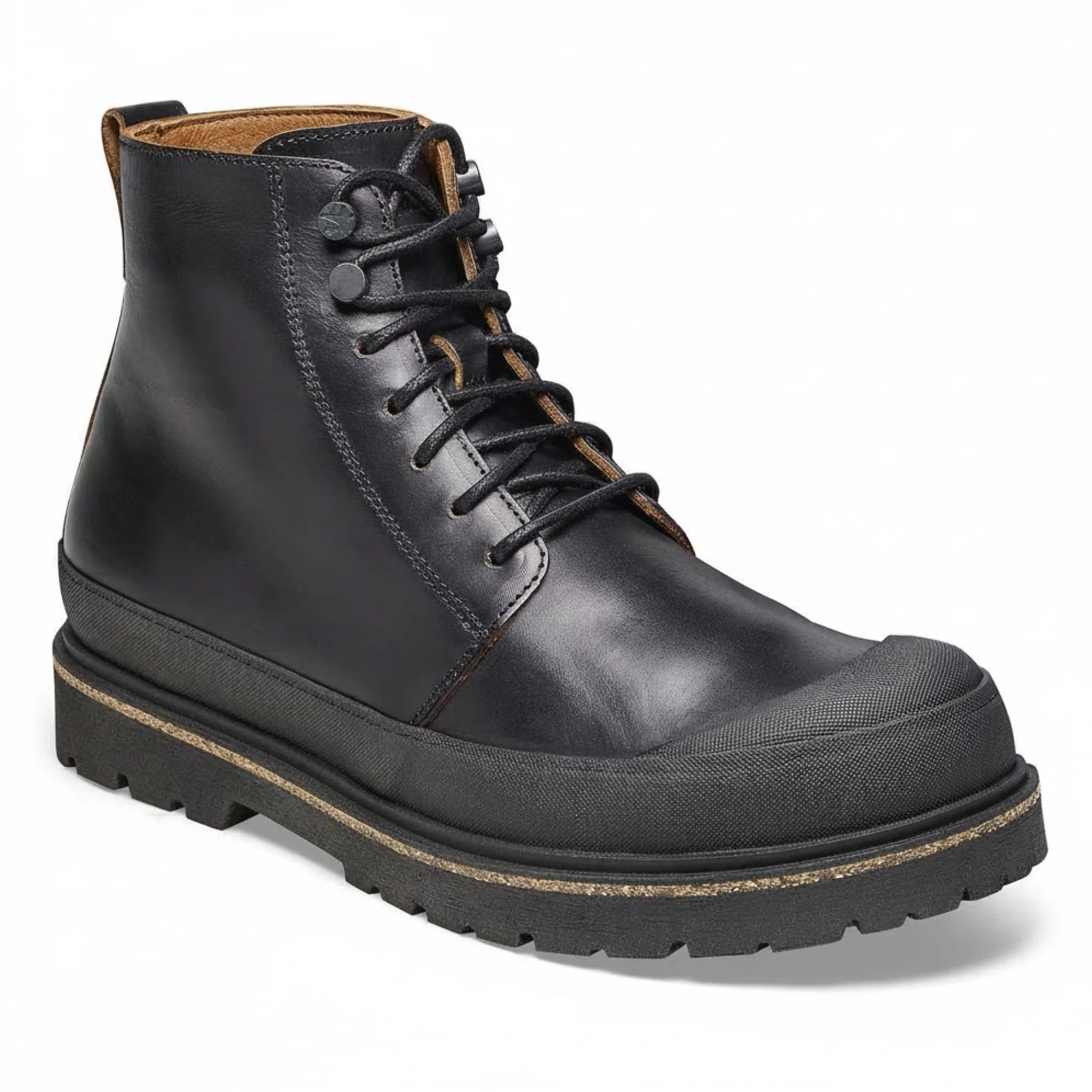 World-Class Birkenstock Unisex Prescott Lace Up Natural Leather Black Artisan